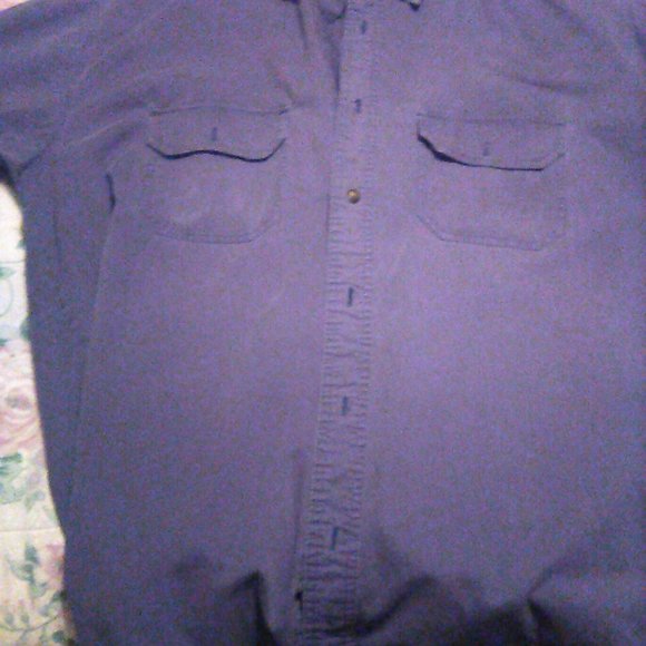 Cotton Works Blue All Cotton S/S Shirt, Two Flap pockets, Large - Picture 1 of 3